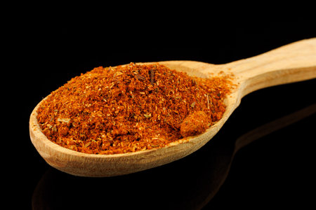 Seasoning for meat in a wooden spoonの写真素材