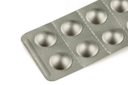 Tablets in a metal blisterの写真素材