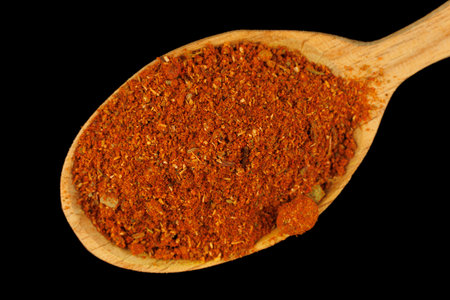 Seasoning for meat in a wooden spoonの写真素材