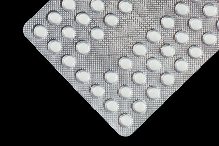White pills in a transparent blisterの写真素材