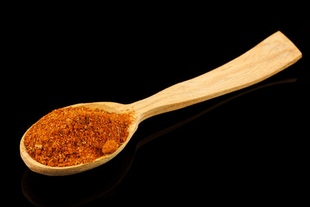 Seasoning for meat in a wooden spoonの写真素材