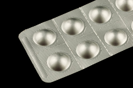 Tablets in a metal blisterの写真素材