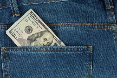 Money dollars in your pants pocketの写真素材