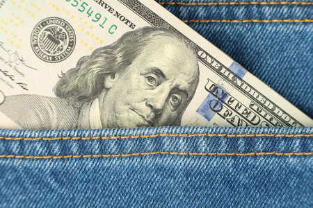 Money dollars in your pants pocketの写真素材