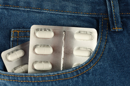 Pills in the pants pocketの写真素材