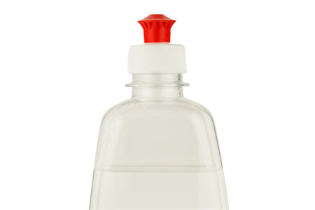 Transparent jar with antiseptic close-upの写真素材