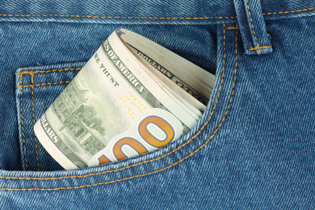 Money dollars in your pants pocketの写真素材