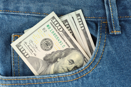 Money dollars in your pants pocketの写真素材