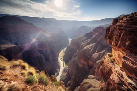 canyon and river. beautiful scenery. AI Generatedの素材