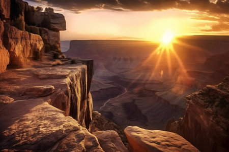 Canyon during sunset landscape. AI Generatedの素材