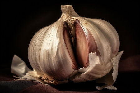 Garlic close-up. AI Generatedの素材