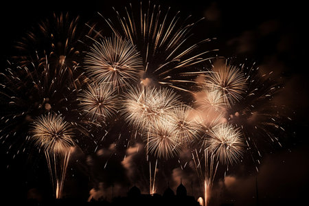 Fireworks and New Year celebration. AI Generatedの素材