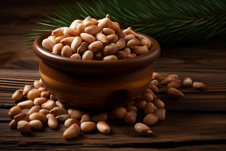 Cleaned cedar seeds. AI Generatedの素材