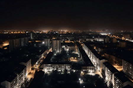 night city panorama. AI Generatedの素材