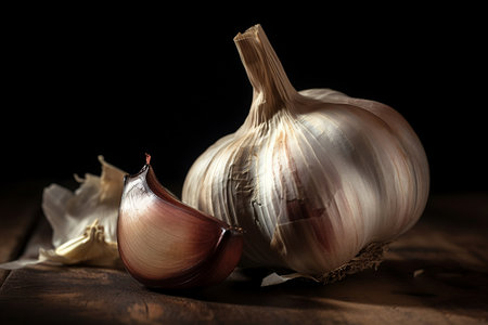 Garlic close-up. AI Generatedの素材
