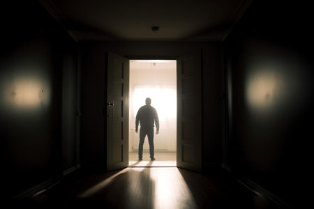 The man at the door and the light. AI Generatedの素材