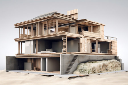 Unfinished house and real estate construction. AI Generatedの素材