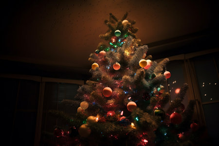 Christmas tree in the room. AI Generatedの素材
