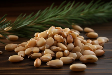 Cleaned cedar seeds. AI Generatedの素材