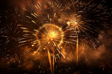Fireworks and New Year celebration. AI Generatedの素材