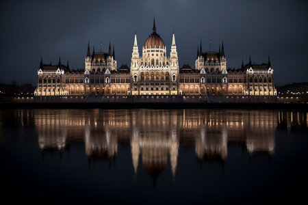 The House of Parliament at night. AI Generatedの素材
