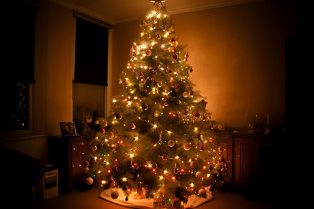 Christmas tree in the room. AI Generatedの素材