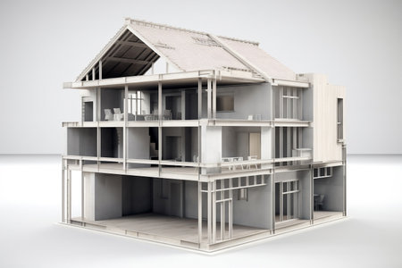 Unfinished house and real estate construction. AI Generatedの素材