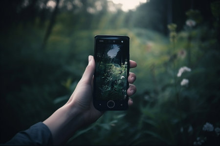 smartphone takes pictures. AI Generatedの素材