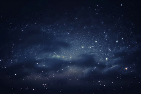 Beautiful blue sky at night with stars. AI Generatedの素材