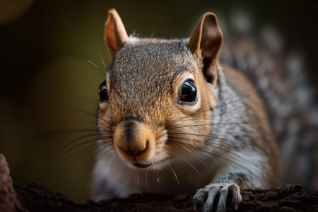 Squirrel in the forest on a tree branch. AI Generatedの素材