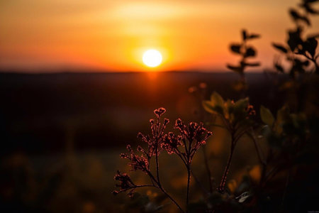 beautiful sunset landscape. AI Generatedの素材