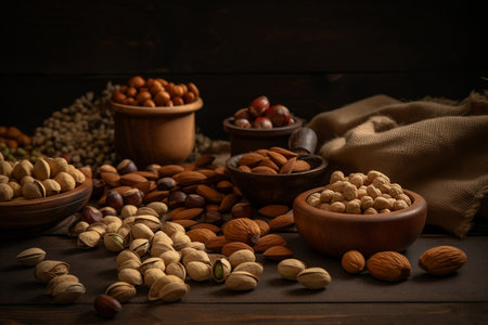 many different nuts. AI Generatedの素材