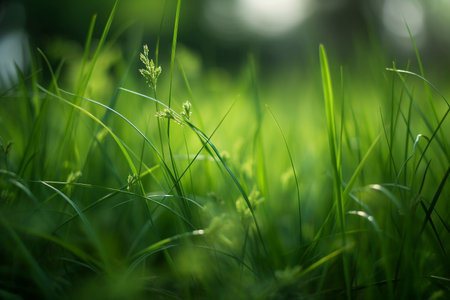 grass and green bokeh. AI Generatedの素材