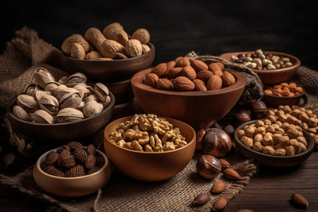 many different nuts. AI Generatedの素材