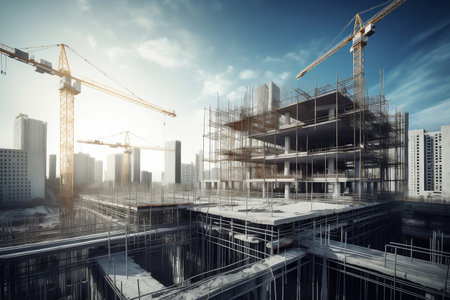 Construction technologies and innovative solutions. AI Generatedの素材