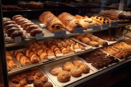 Bakery and pastries in the shop. AI Generatedの素材