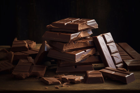 Chocolate bar on the table. AI Generatedの素材
