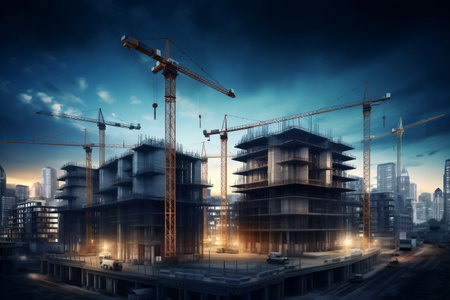 Construction technologies and innovative solutions. AI Generatedの素材
