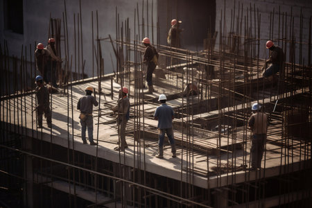 Construction works and builders. AI Generatedの素材
