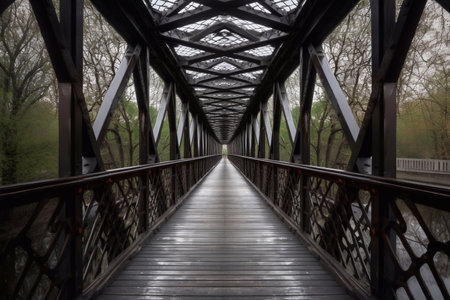 A beautiful bridge from the middle of symmetry. AI Generatedの素材