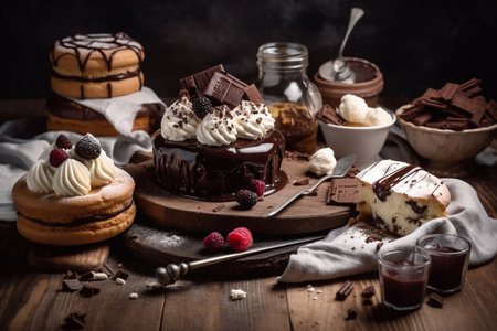 Baking and desserts. AI Generatedの素材