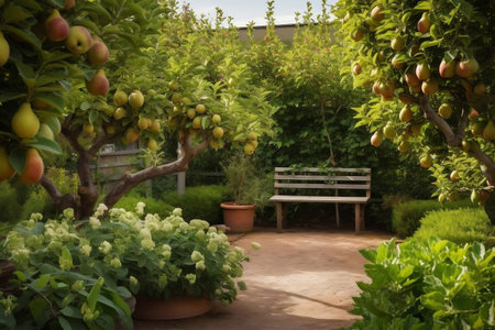 trees with pears. AI Generatedの素材