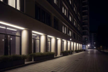 external lighting of buildings. AI Generatedの素材
