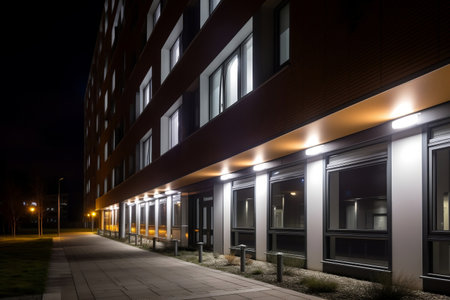 external lighting of buildings. AI Generatedの素材