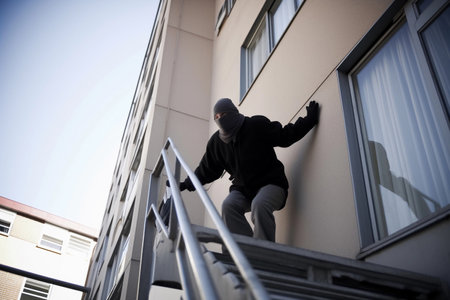 The thief runs away from the house. AI Generatedの素材