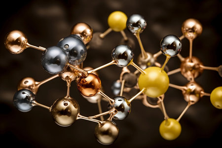 atoms and molecules. Model of atoms. AI Generatedの素材