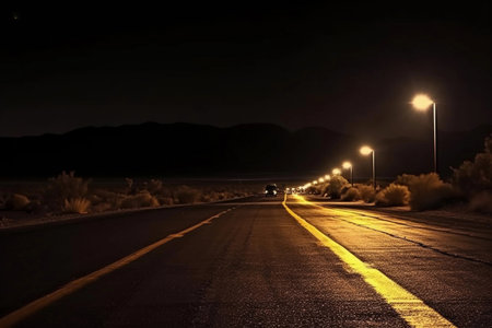empty night road. AI Generatedの素材