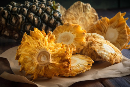 Dried pineapple slices. AI Generatedの素材