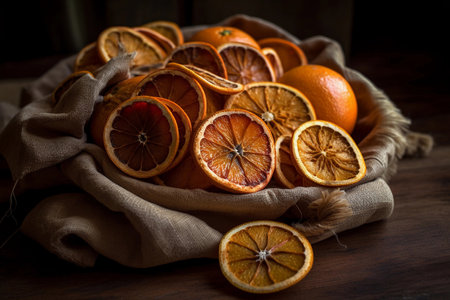 Dried orange slices. AI Generatedの素材