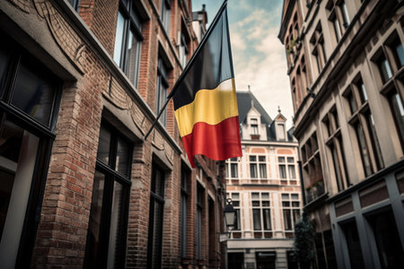 Belgium flag on the house. AI Generatedの素材